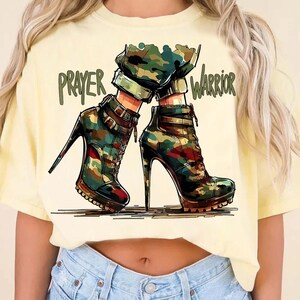 Prayer Warrior Camo Art - Christian Faith Digital Graphic, Southern Girl Camo Boots Clipart, Religious Sublimation Design