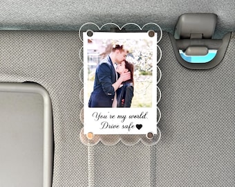 Personalized Photo Car Visor Clip, Custom Car Photo Frame, Drive Safe Gift, Sentimental Gift for Anniversaries, Couples Gift, Family Gift