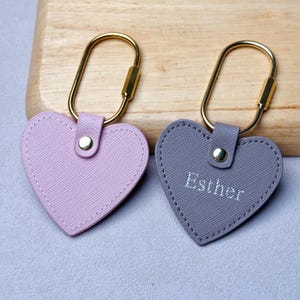 Custom Embossed Heart Leather Bag Charm, Personalized Name Purse Accessories, Mother's Day Gift for Her image 12