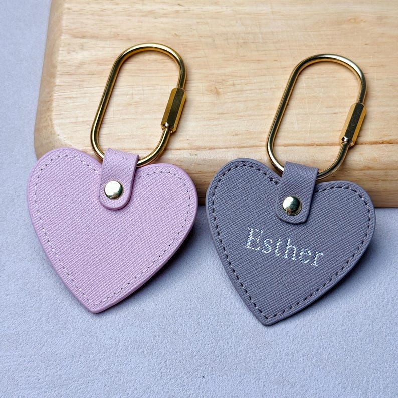 Custom Embossed Heart Leather Bag Charm, Personalized Name Purse Accessories, Mother's Day Gift for Her image 12
