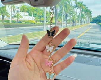 Schmetterling Auto Charm, benutzerdefinierte Rückspiegel Kette, personalisierte Auto Ornament Auto hängen Dekor, einzigartiges Auto Zubehör Geschenk