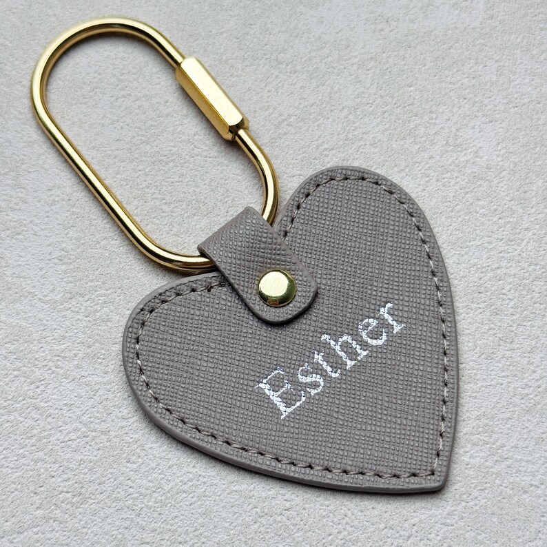 Custom Embossed Heart Leather Bag Charm, Personalized Name Purse Accessories, Mother's Day Gift for Her image 8