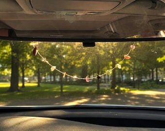 Chakra Inspired Crystal Rearview Mirror Charm, Boho Car Hanging Ornament, Spiritual Balance Travel Protection Gift, Gift for Car Lover