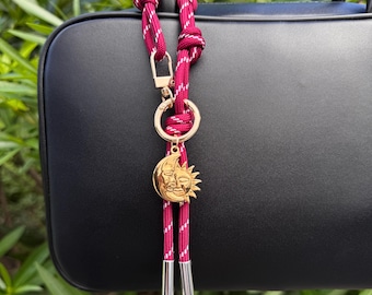 Personalized Rope Bag Charm Keychain, Custom Paracord Bag Accessories, Handmade Bag Charms for Her