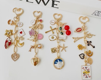 Diseña tu propio llavero, dije personalizado para bolso o cartera, cadena para bolso con forma de corazón, accesorio para bolso personalizado, regalo para ella