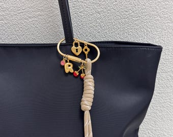 Personalized Rope Bag Charm Keychain, Custom Paracord Bag Accessories, Handmade Bag Charms for Her