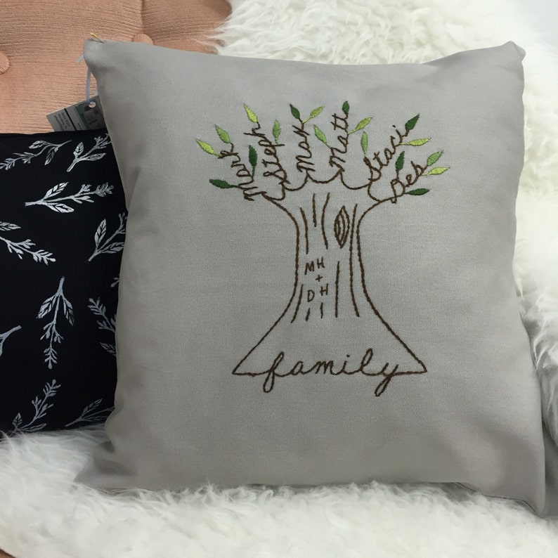 Personalized Pillow Family Tree With Initials. Personalized Etsy