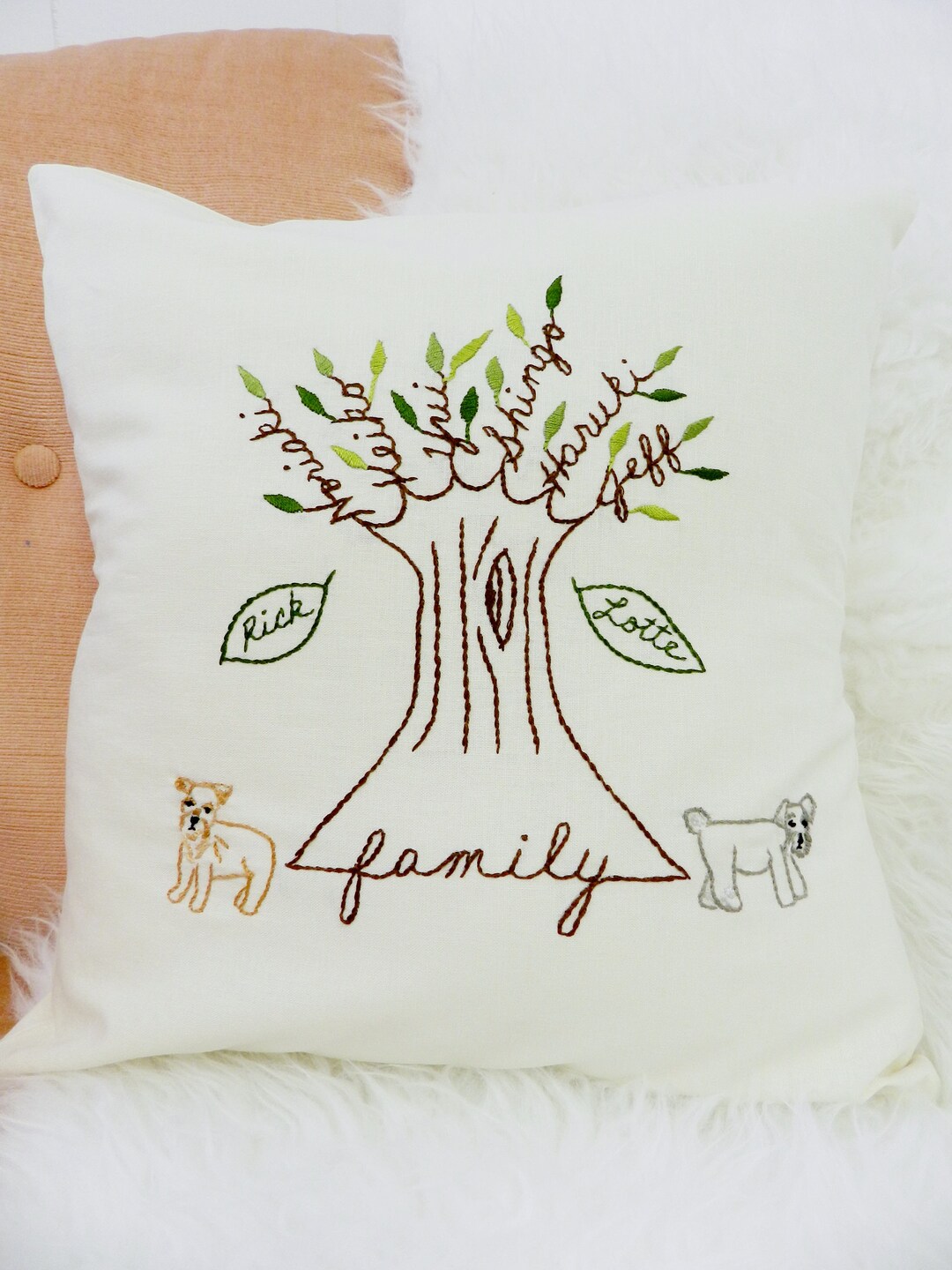 Custom Family Tree Pillow Cover With PETS. Christmas Gift for Etsy