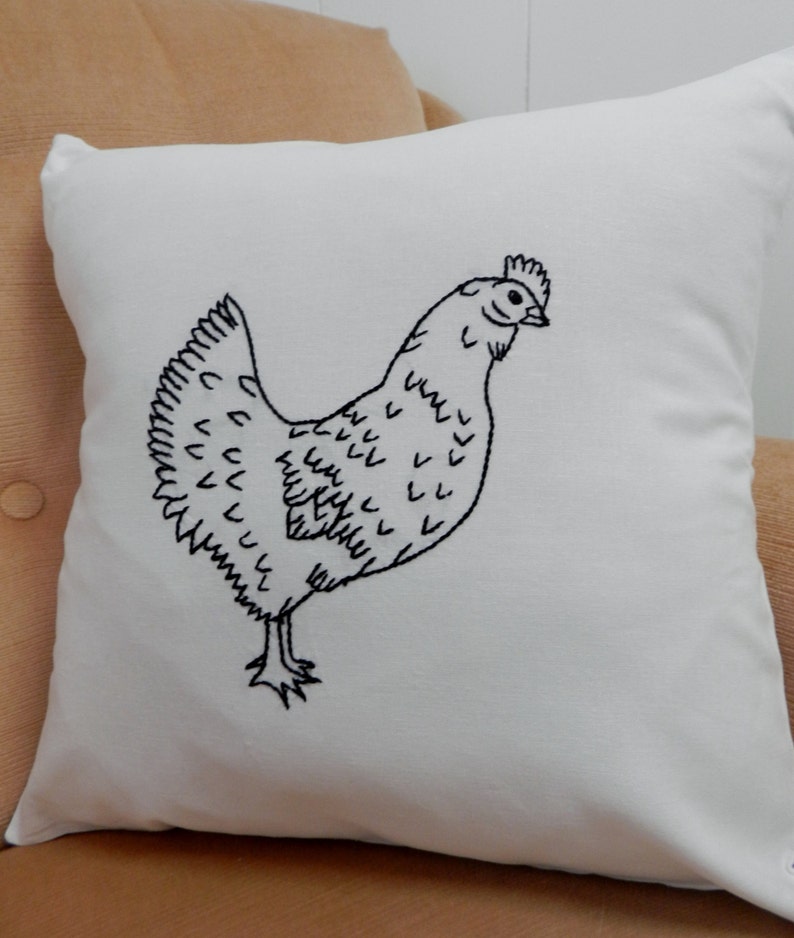 Chicken Pillow Cover Black and White 16 Inch. Chicken Decor. Etsy