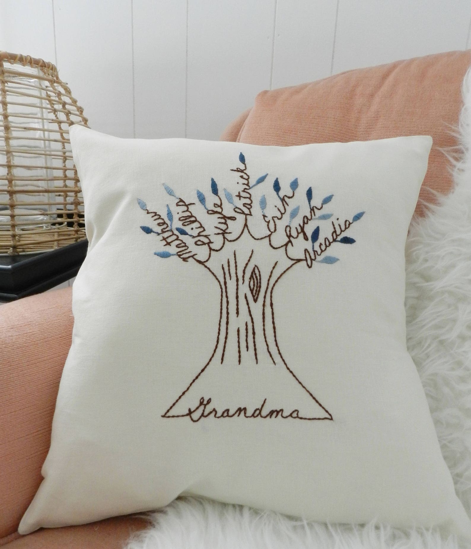 Personalized Family Tree Pillow Cover. Gift for Mom or Etsy