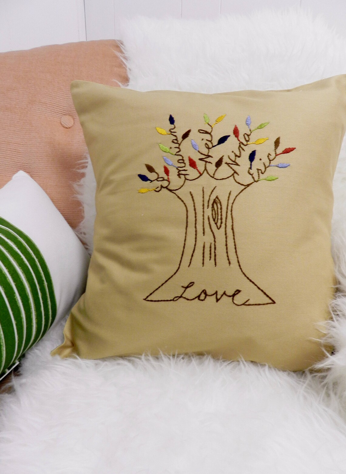 Love Pillow Cover. Personalized Family Tree Pillow Cover. Etsy