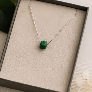 Raw Malachite Necklace  | May Birthstone | Green Protection Crystal Pendant | Gift For her