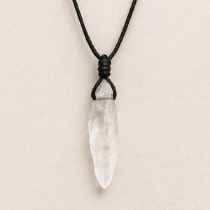 Raw Clear Quartz Crystal Necklace: Boho Healing Stone Pendant