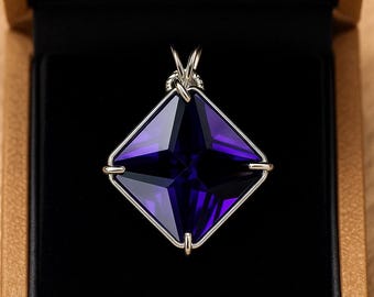 Purple Quartz Magician Stone Pendant: Sterling Silver Healing Necklace