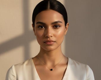 Collar de turmalina negra en bruto: cadena de oro, cristal curativo minimalista