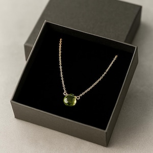 Dainty Peridot Necklace |  Teardrop Gemstone | August Birthstone Jewelry | Minimalist Gold Necklace | Gift for Her