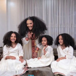 Ethiopian Eritrean Family Outfit Set | Matching Cultural Clothing for All Ages
