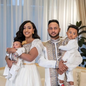 Ethiopian Eritrean Family Outfit Set | Matching Cultural Clothing for All Ages