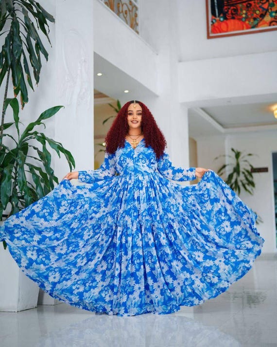 sachin and babi light blue dress Lacy Blue Ruched Breast High Slit Chiffon Dress