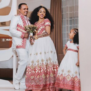 Ethiopian Eritrean Family Outfit Set | Matching Cultural Clothing for All Ages