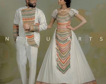 Conjunto de traje de pareja etíope y eritrea / Habesha Kemis y ropa tradicional masculina