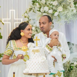 Ethiopian Eritrean Family Outfit Set | Matching Cultural Clothing for All Ages