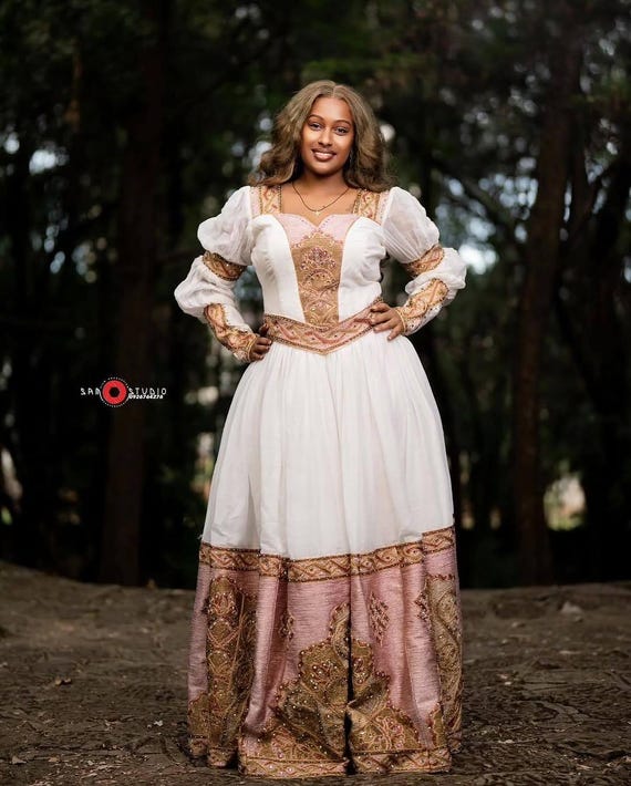 chinese dress ladies Handwoven White Habesha Dress  Traditional Ethiopian Dress with Color  Habesha  Dresses Store