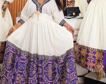エチオピアとエリトリアの伝統的なドレス – 女性用 Habesha Kemis