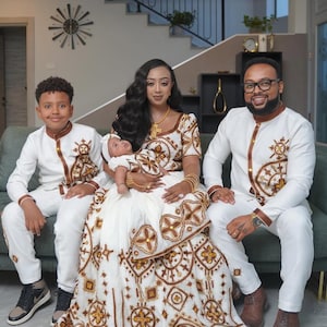 Ethiopian Eritrean Family Outfit Set | Matching Cultural Clothing for All Ages