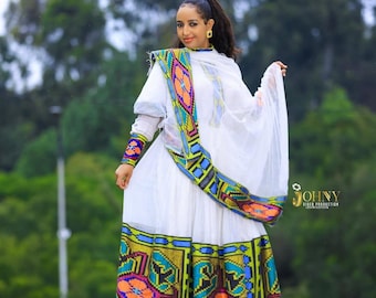 エチオピアとエリトリアの伝統的なドレス – 女性用 Habesha Kemis