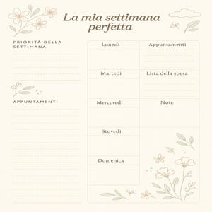 la mia settimana perfetta PDF stampabile A4