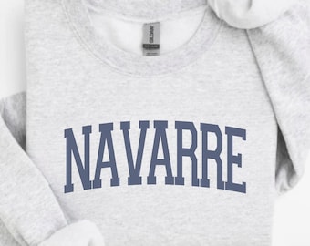 Navarre FL Vintage Varsity Ästhetik Rundhalsausschnitt, ruhiges Luxus-Sweatshirt, Capsule Garderobe, Geschenkidee, Strandpullover, Sommerkleidung