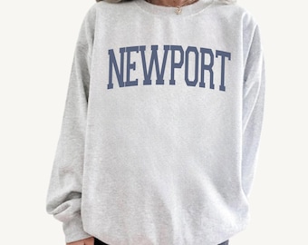 Newport RI Vintage Varsity Aesthetic Crewneck, Quiet Luxury Sweatshirt, Capsule Wardrobe, Gift Idea, Beach Sweater, Summer Apparel