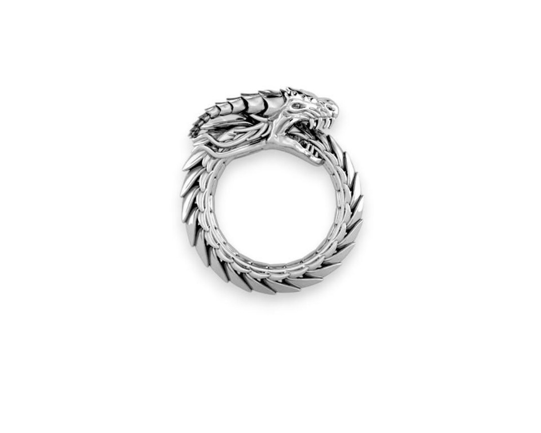 Gothic Dragon Ouroboros Ring | Sterling Silver Serpent Band | Symbol of ...