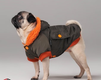Casaco impermeável e quente para cães – Casaco de inverno com capuz e forro de lã para cães de pequeno porte.