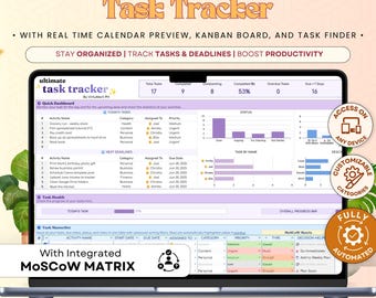 Ultimative Aufgaben-Tracker-Spreadsheet-Vorlage Google Sheets | Digitale To-Do-Liste | Prioritätenliste für tägliche Aufgaben | Arbeitsorganisation | Team-Projekt