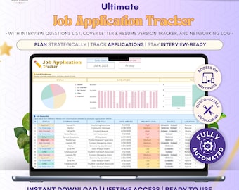Planificador de seguimiento de solicitudes de empleo definitivo Preparación para entrevistas Currículum Seguimiento de cartas de presentación Registro de redes Organizador de búsqueda de empleo