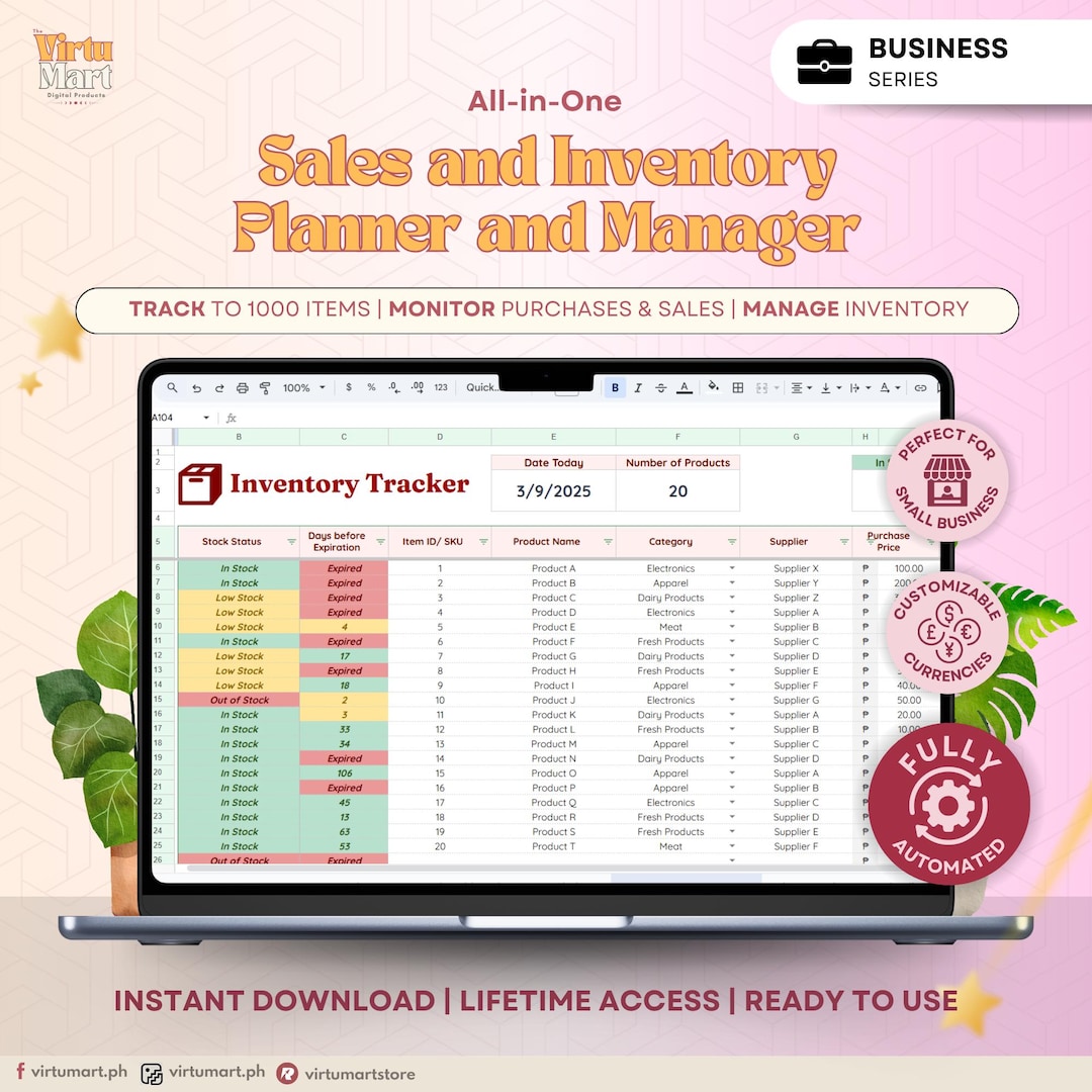 Sales and Inventory Tracker for Small Business | Google Sheets Template ...