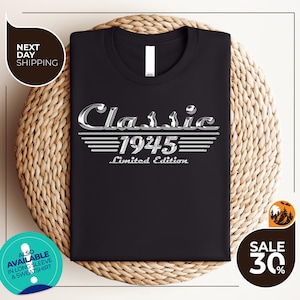 Custom 80th Birthday gift for men | 80th Birthday Shirt | Born in 1945 Shirt | Classic Car Lover | 80th bday | Dad Birthday Grandpa Turning