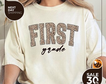Comfort Colors® Leopard First Grade Teacher Shirt | 1st Grade Teacher Shirt | First Grade Shirt | Elementary School | Teaching Shirt