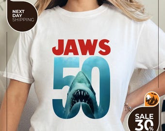 Comfort Colors® Jaws Fade Natural Adult T-Shirt | Jaws Movie Shirt | Ocean Shirt | Shark Jaws Shirt | Gift for dad shirt | Movie gift
