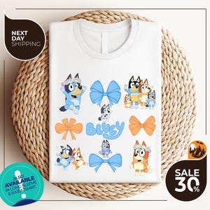 Blue Dog Coquette shirt | Cute Mum Shirts | Blue Dog Kids shirt | Gift For Kids | Bluey Bingo Shirt | Cute Tee | Retro Blue Shirt