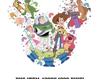 Toy Story Characters PNG Bundle, Buzz Lightyear Woody Jessie Alien Lotso Rex Hamm Slinky Dog Digital Download Cartoon PNG