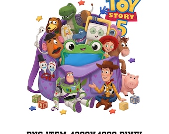 Toy Story 5 PNG Bundle, Buzz Lightyear Woody Jessie Forky Rex Hamm Slinky Digital Download, Toy Story Characters PNG, Birthday Shirt Design