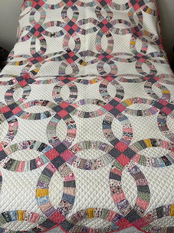 アンティークキルト ハンドメイド ダブルウエディングリング キルト制作キット（手縫い用) - ダブルウエディングリング