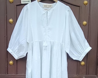 Handgefertigtes Floral Baumwolle Midi Kleid - Boho Sommer Frauen Kleid