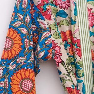 Bata de kimono de algodón, bata estampada, ideal para damas de honor, ropa de dormir de verano, talla única. imagen 5