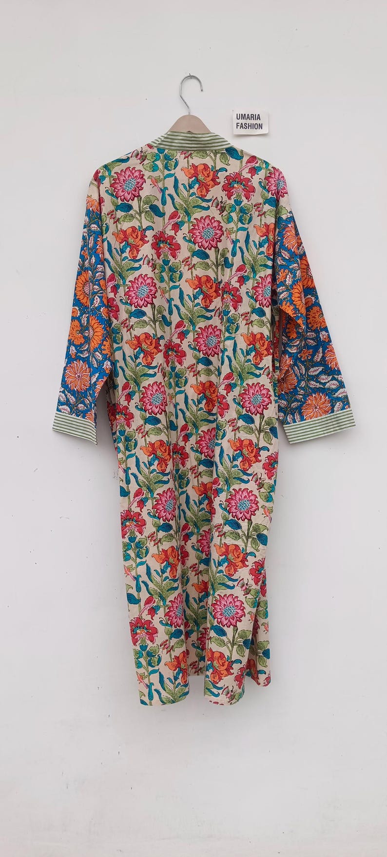 Bata de kimono de algodón, bata estampada, ideal para damas de honor, ropa de dormir de verano, talla única. imagen 8