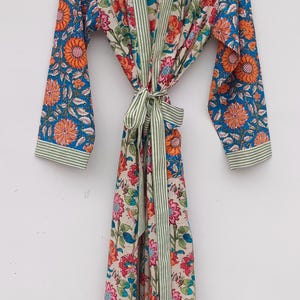 Bata de kimono de algodón, bata estampada, ideal para damas de honor, ropa de dormir de verano, talla única. imagen 13