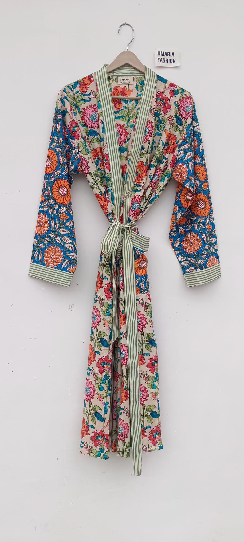 Bata de kimono de algodón, bata estampada, ideal para damas de honor, ropa de dormir de verano, talla única. imagen 13